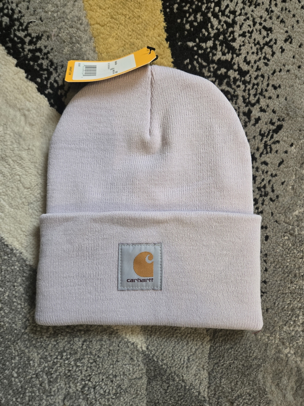 Carhartt Kids Light Pink Knit Cuffed Beanie with Logo Patch